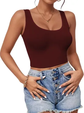 1-3Pcs Crop Tops for Women, U Neck Sleeveless Tank Tops, Basic Cropped Racerback Going Out Tops Athletic Sports Shirts
