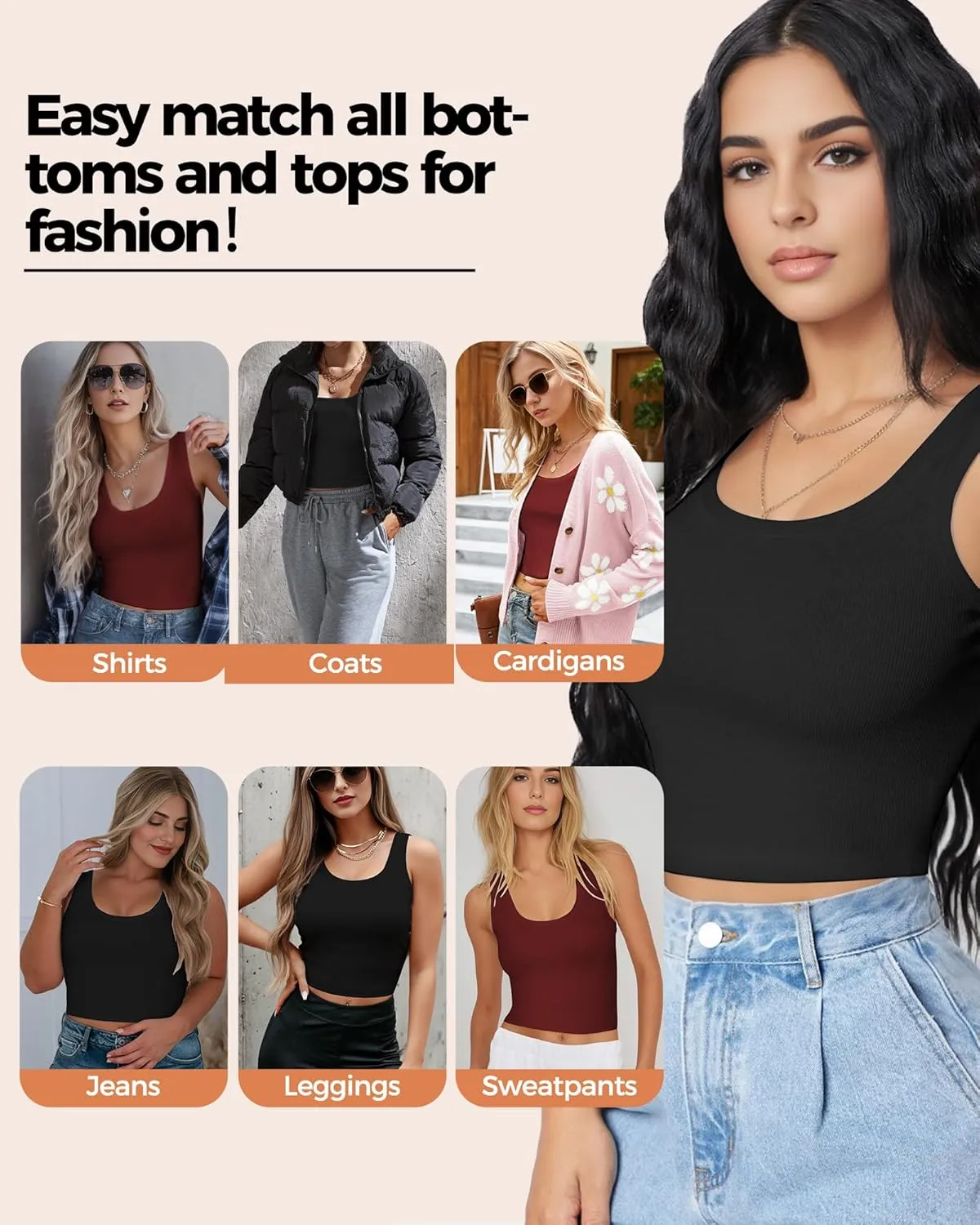 2-3Pcs Tank Tops for Women, U Neck Sleeveless Crop Tops, Basic Cropped Racerback Going Out Tops Athletic Sports Shirts
