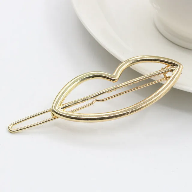2017 New Hairpins Triangle Moon Hair Pin Jewelry Lip Round Hair Clip For Women Barrettes Head Accessories Bijoux De TeteHeadwear