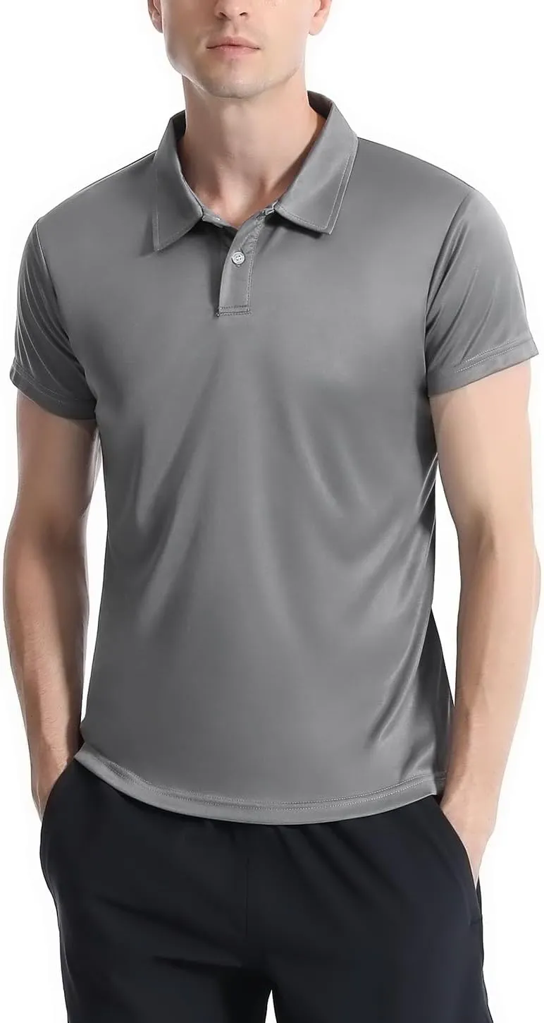 5 Pack Polo Shirts for Men Dry Fit Short Sleeve Golf T-Shirt Moisture Wicking Collared Casual Work Tops