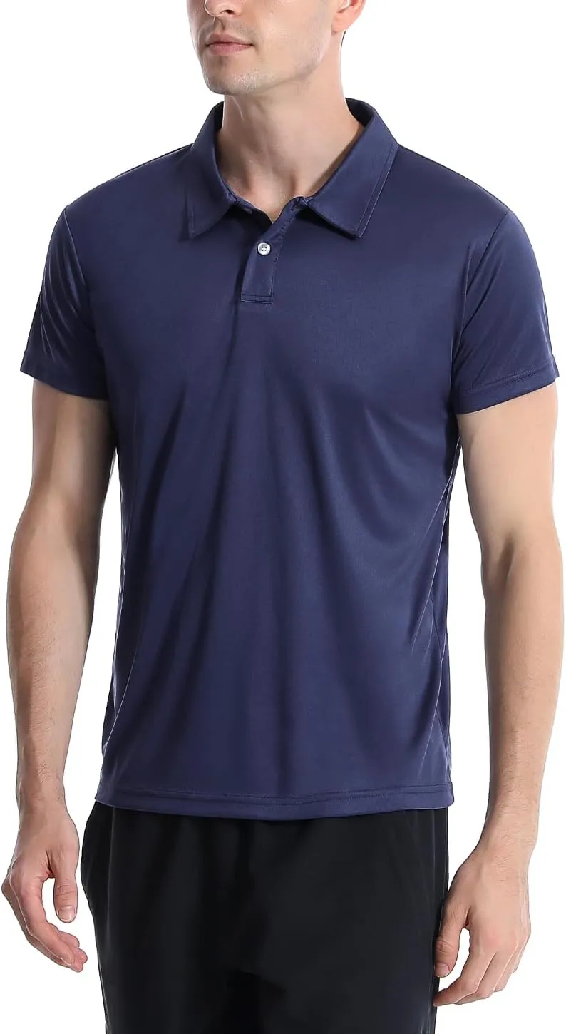 5 Pack Polo Shirts for Men Dry Fit Short Sleeve Golf T-Shirt Moisture Wicking Collared Casual Work Tops