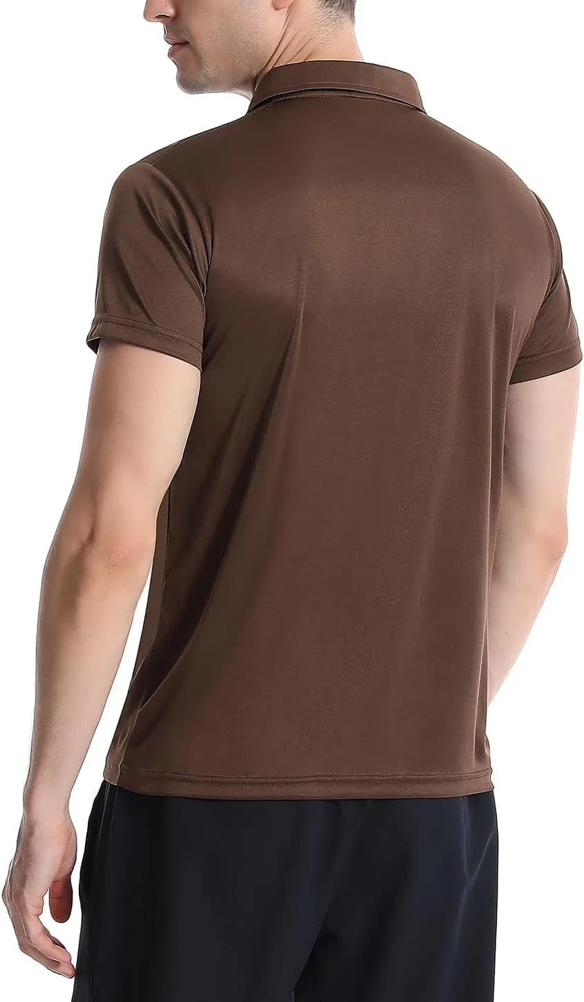 5 Pack Polo Shirts for Men Dry Fit Short Sleeve Golf T-Shirt Moisture Wicking Collared Casual Work Tops