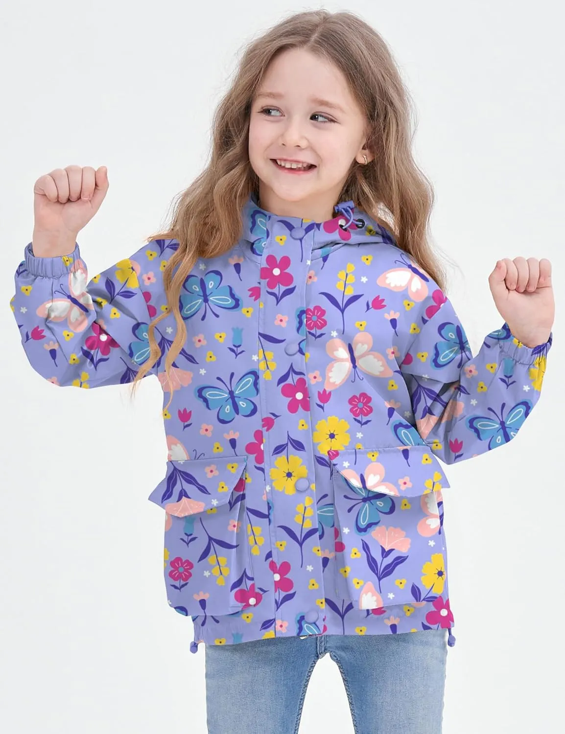 Avoogue Toddler Rain Jacket Windbreaker Lined Raincoat Waterproof Hooded Lightweight Rain Coats With Pockets 4-12Y