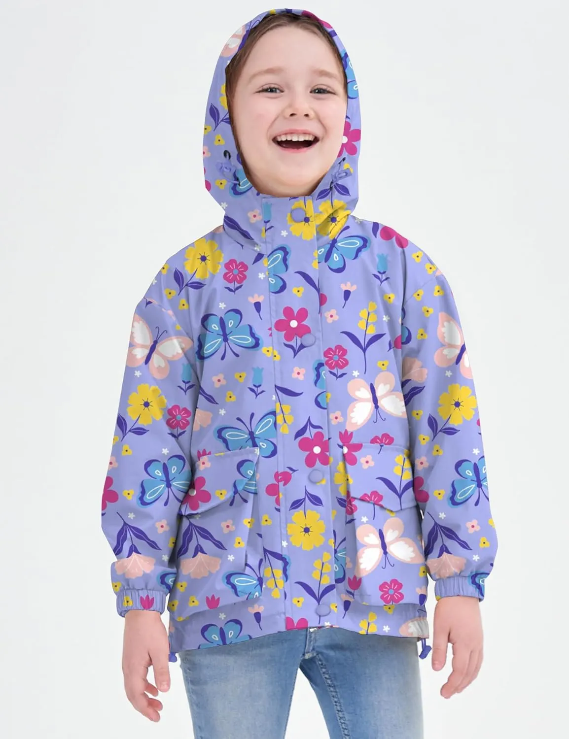 Avoogue Toddler Rain Jacket Windbreaker Lined Raincoat Waterproof Hooded Lightweight Rain Coats With Pockets 4-12Y
