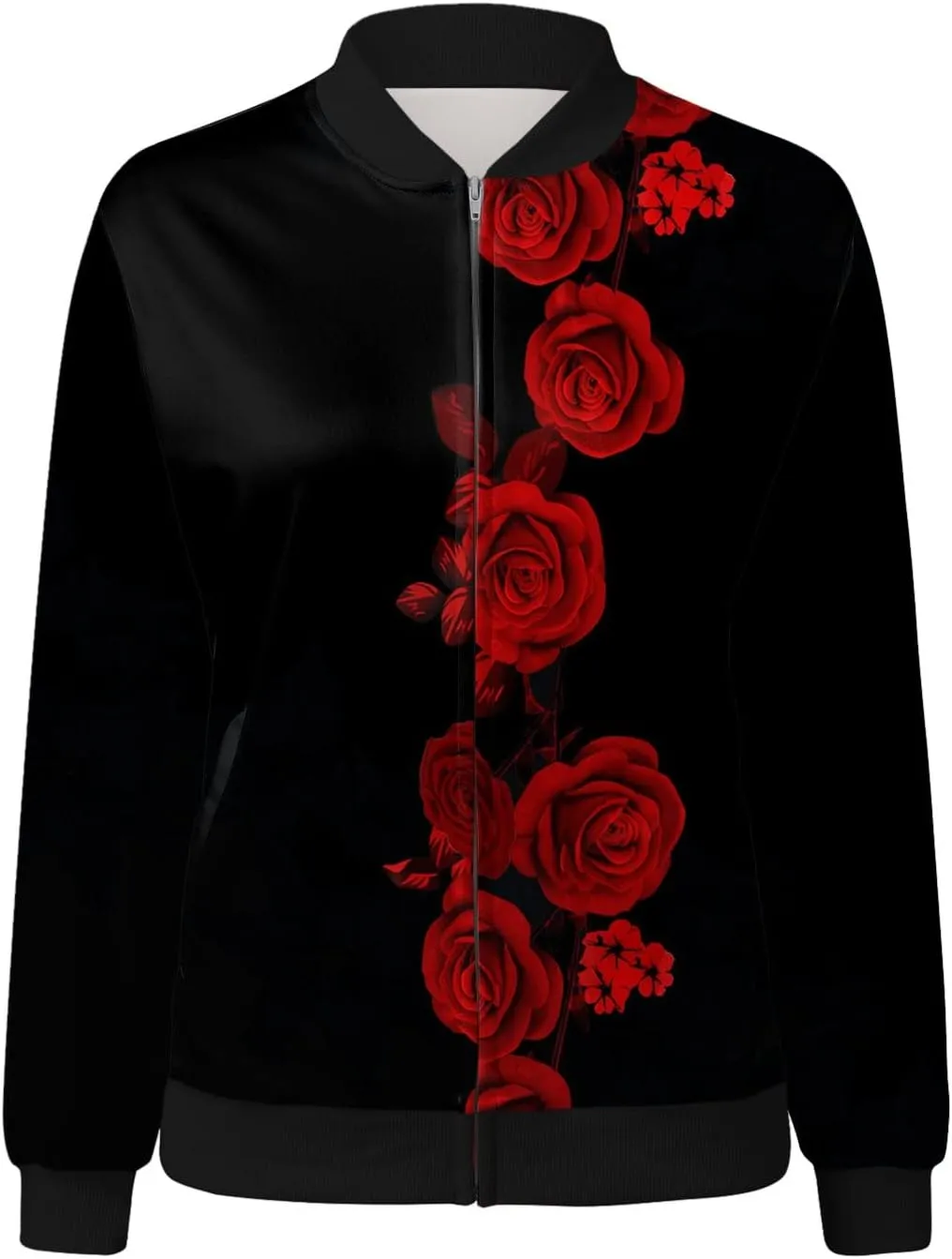 Bomber Jackets for Women Color Block Lightweight Zip Up Outwear Tops Windbreaker with Pocket Trendy Clothes Fashion Outfits