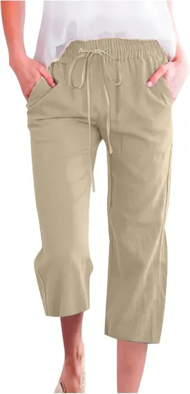 Capri Pants for Women 2024 Summer Casual Capri Leggings Lightweight High Wasit Stretch Cropped Trousers with Pockets