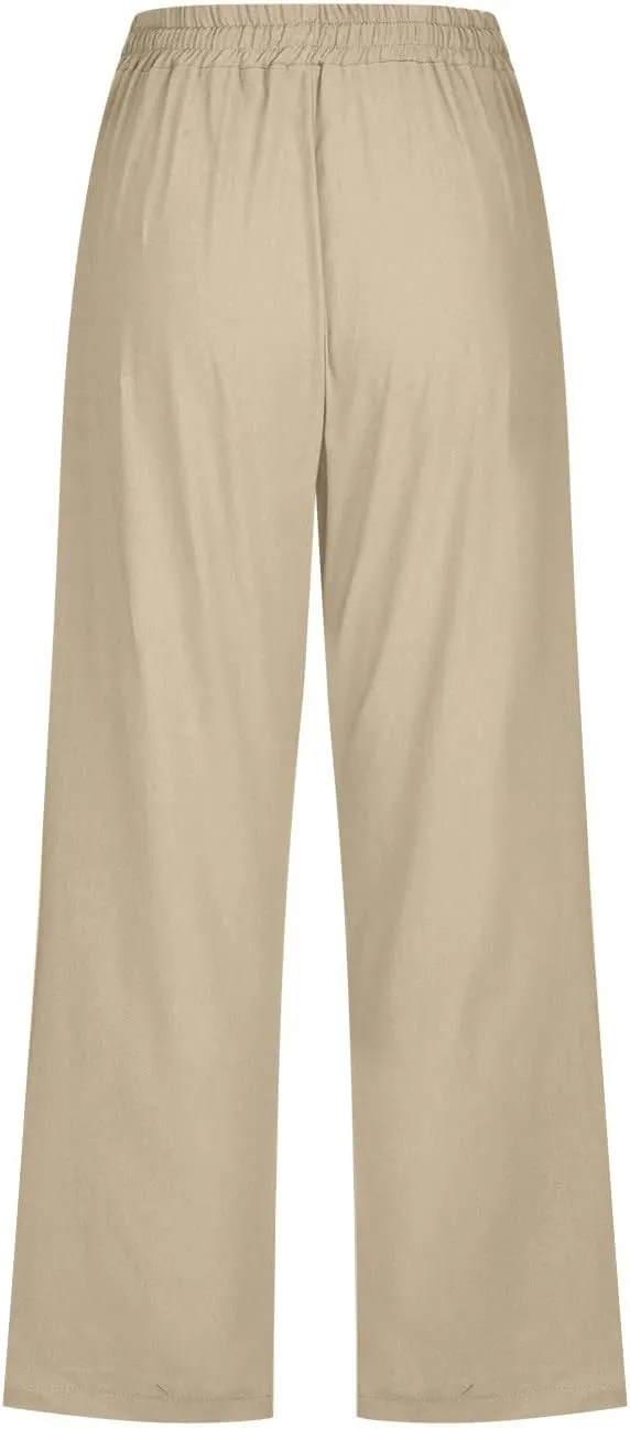 Capri Pants for Women 2024 Summer Casual Capri Leggings Lightweight High Wasit Stretch Cropped Trousers with Pockets