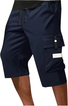 Cargo Shorts for Men Tie Knot Multi-Pockets Straight Leg Casual Shorts Outdoor Hiking Workout Jogging Pants for Summer