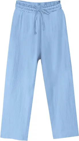 Cotton Linen Wide Leg Pants for Women High Waisted Slacks Lounge Baggy Flowy Palazzo Pants Casual Beach Trousers