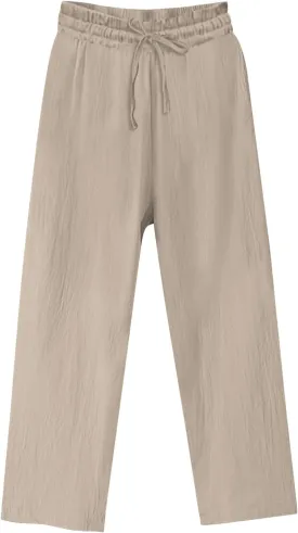 Cotton Linen Wide Leg Pants for Women High Waisted Slacks Lounge Baggy Flowy Palazzo Pants Casual Beach Trousers
