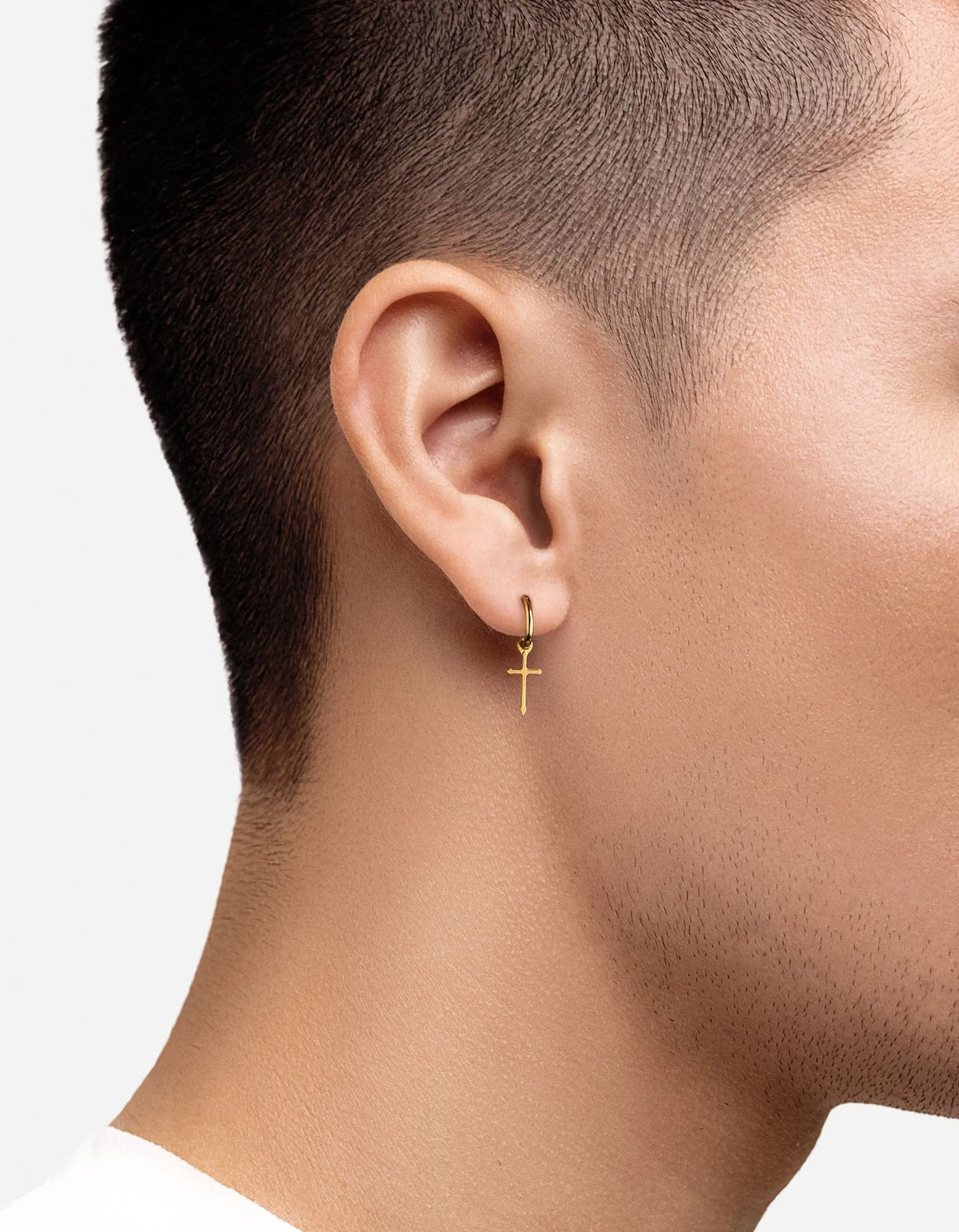 Crux Huggie Earring, Gold Vermeil
