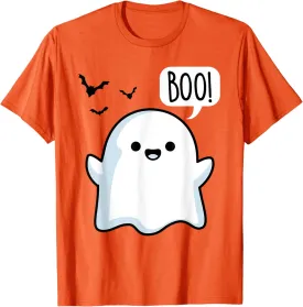 Cute Ghost Saying Boo Boys Girls Ghost Halloween Costume T-Shirt