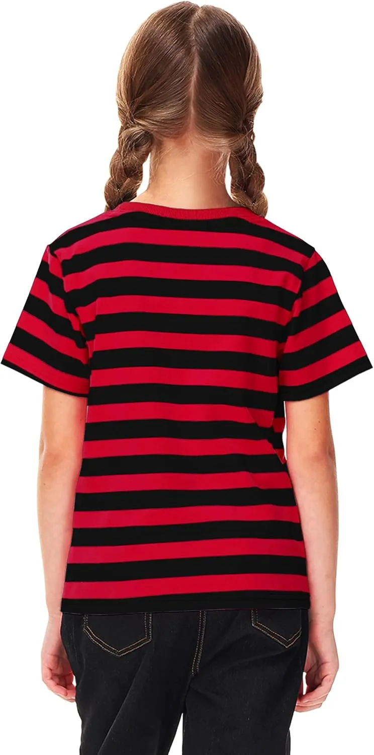 Deerose Kids Striped Shirts Short Sleeve Boy Girls July 4th Patriotic Tee Top 3-14 Years