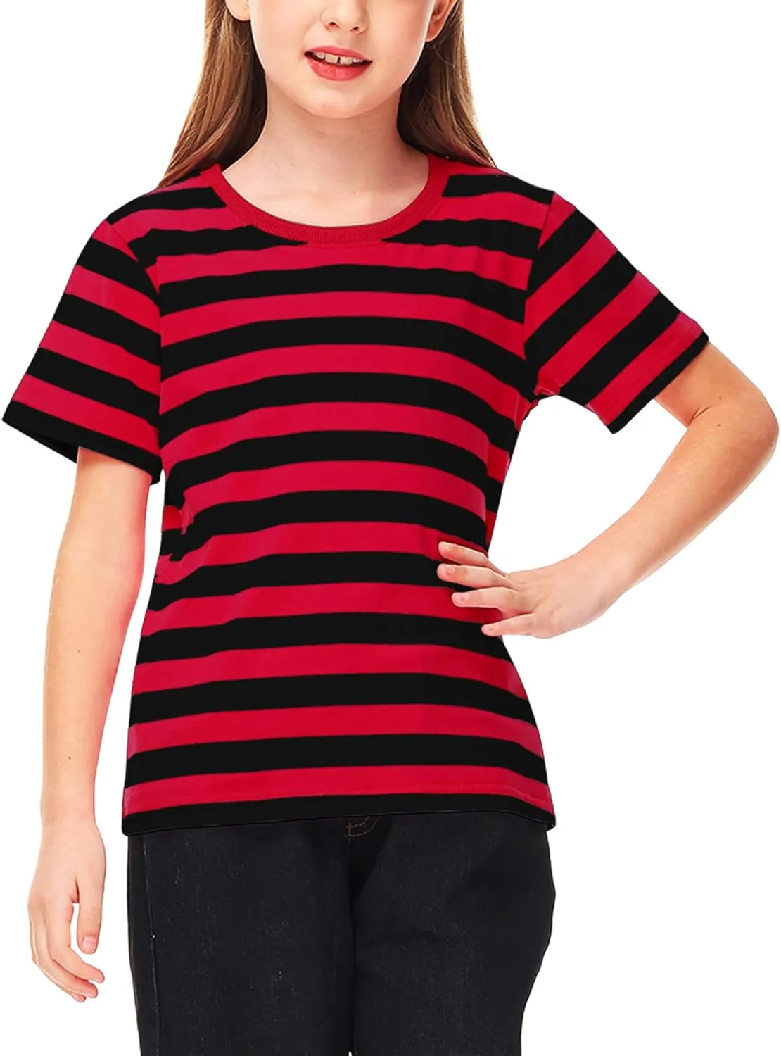Deerose Kids Striped Shirts Short Sleeve Boy Girls July 4th Patriotic Tee Top 3-14 Years