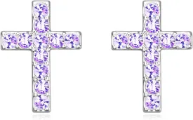 Gold Cross Stud Earrings for Women,Initial Letter Cross Earrings Gifts Jewelry for Women