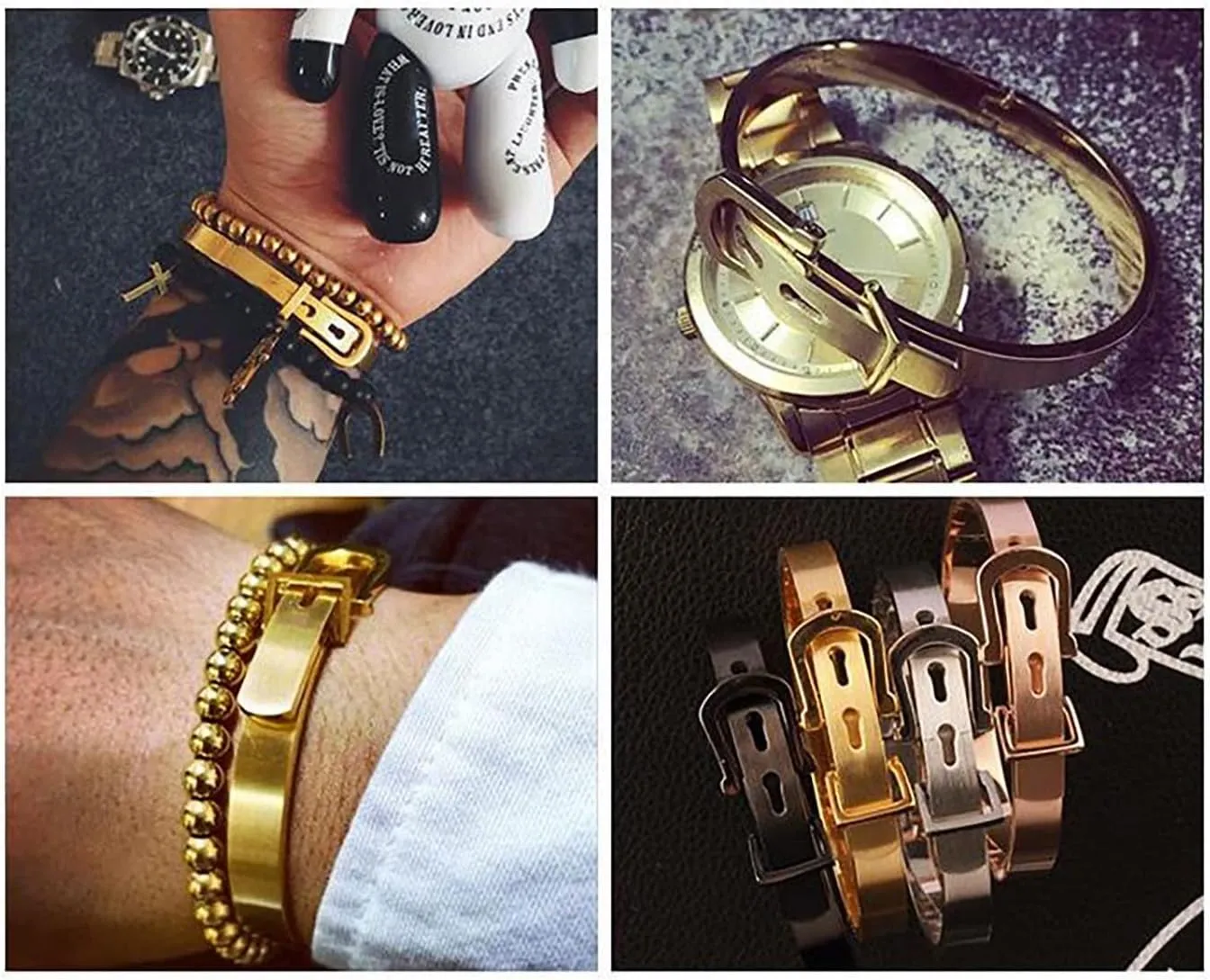 Gold Silver Plated Bracelets for Men Women Roman Numeral Bangle Bracelet Stainless Steel Personalized Engraved Unisex Gift