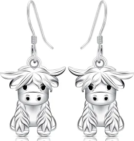 Highland Cow Earrings for Women, Highland Cow Print Earrings Jewelry Gifts for Women