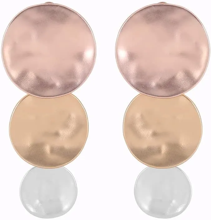 Matte Gold Silver Geometry Clip On Earrings for Women Retro Drop Clip Earrings for Women