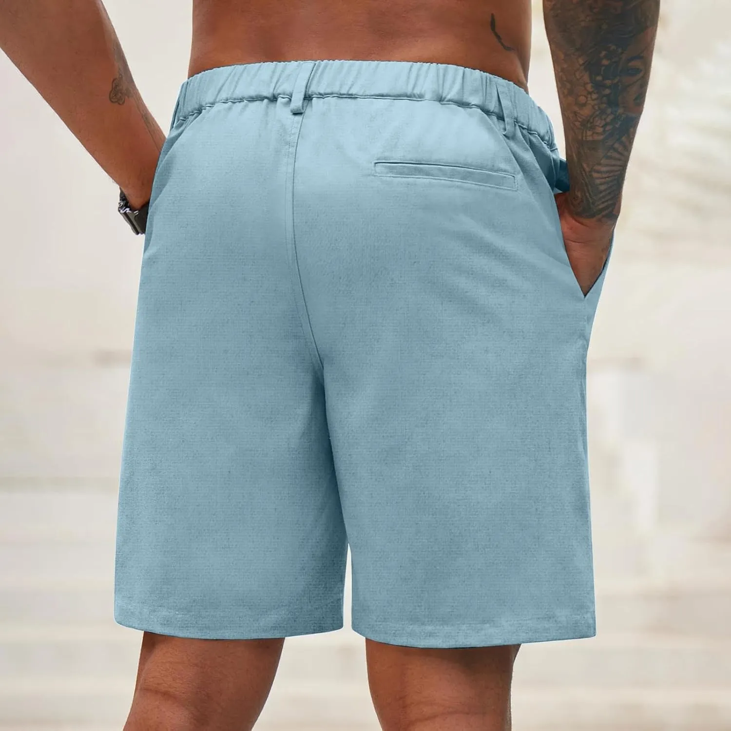 Men Cargo Shorts Summer Beach Sports Pants Casual Solid Lightweight Baggy Drawstring Athletic Pants with Pockets