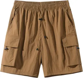 Men's Summer Wide Leg Cargo Shorts Streetwear Fashion Casual Quick-Dry Baggy Hip Hop Short Pants with Multi-Pockets