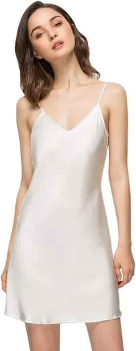 Miqieer Women's Long Silky Tank Top Adjustable Spaghetti Strap Camisole Slip Dress