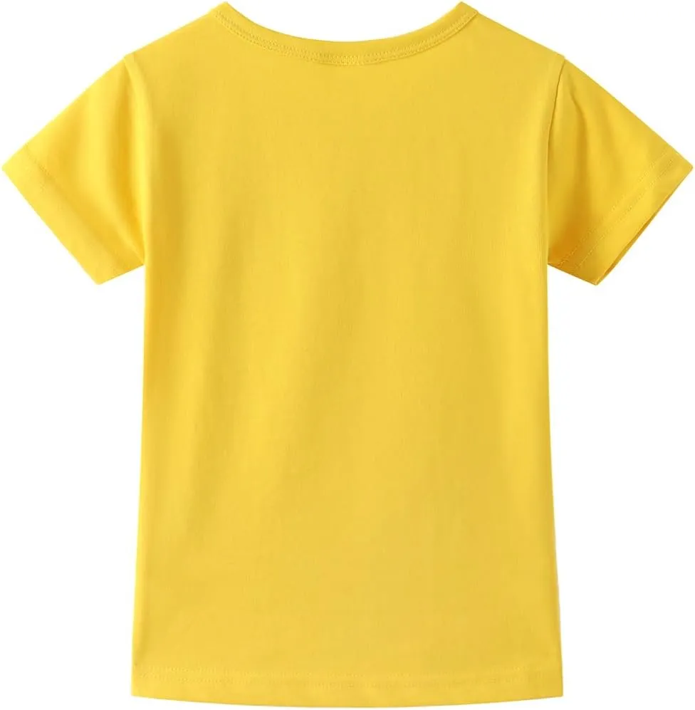 Noomelfish Girls Short Sleeve Heart Pocket T-Shirts Casual Cotton Tee Tops Blouse (5-12 Years)