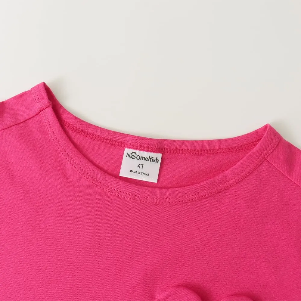Noomelfish Girls Short Sleeve Heart Pocket T-Shirts Casual Cotton Tee Tops Blouse (5-12 Years)