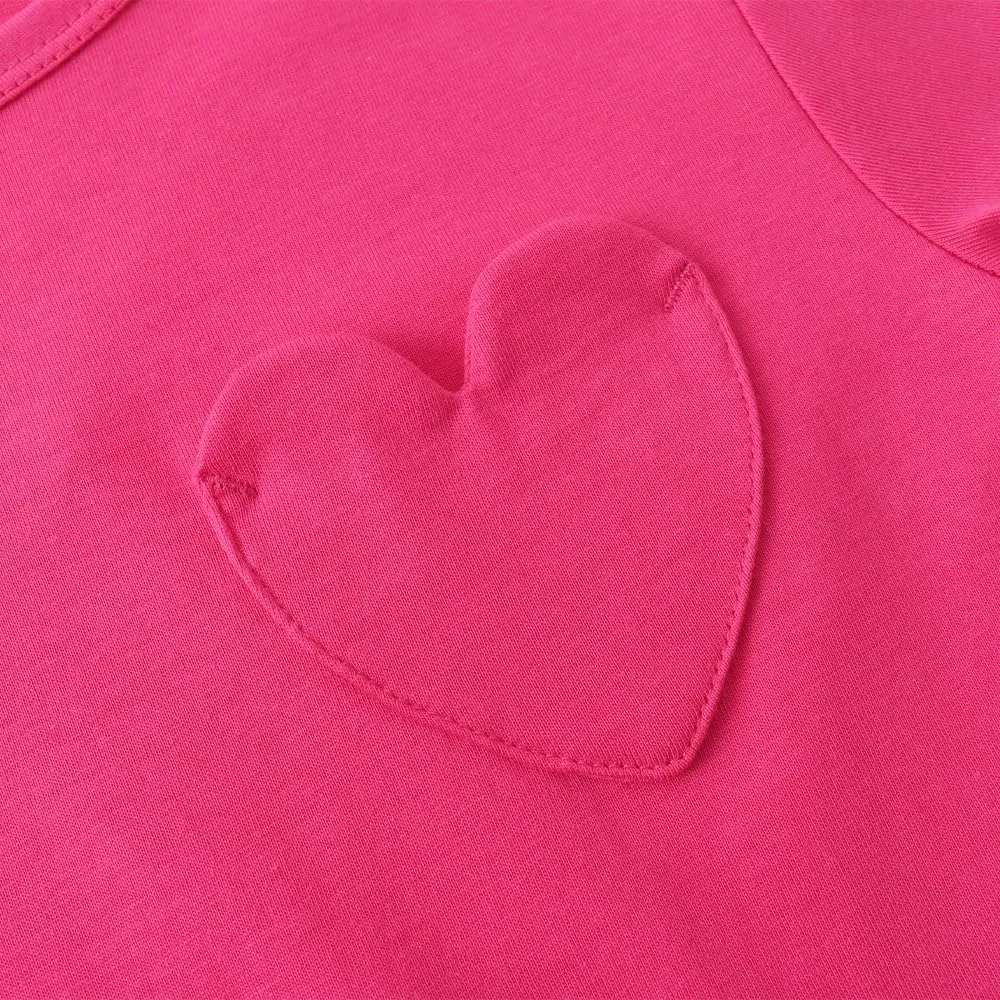 Noomelfish Girls Short Sleeve Heart Pocket T-Shirts Casual Cotton Tee Tops Blouse (5-12 Years)