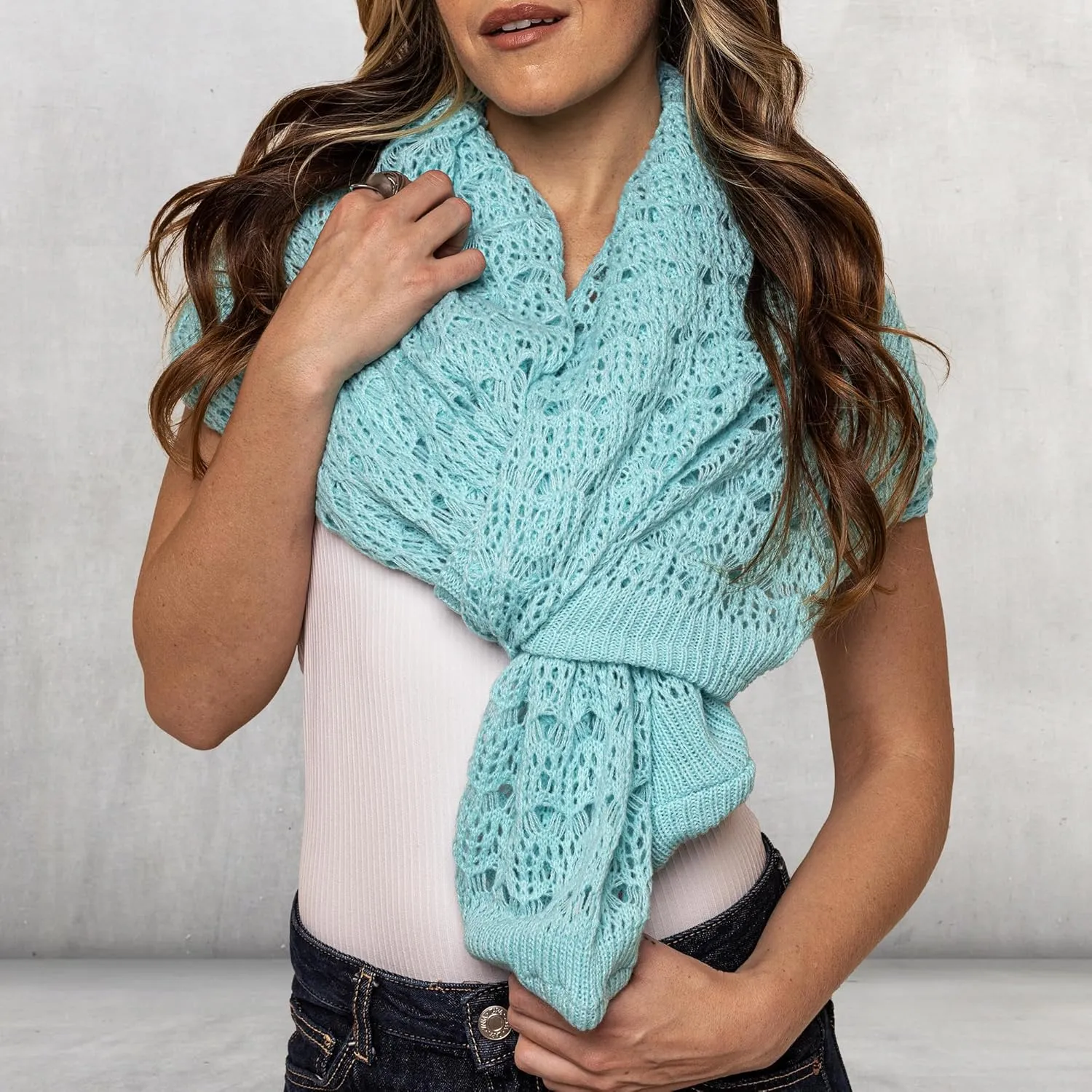 Open Weave Cocoon Shawl for Women, Cardigan Sweater, Lightweight Pashmina Shawl Wrap, Poncho Scarves for Women