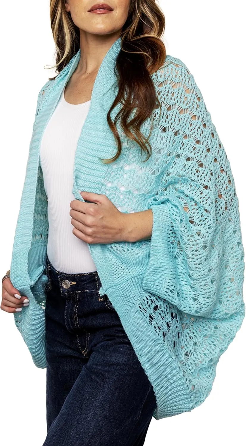 Open Weave Cocoon Shawl for Women, Cardigan Sweater, Lightweight Pashmina Shawl Wrap, Poncho Scarves for Women