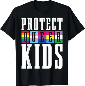 Protect Queer Kids LGBTQ Gay Pride Month Rainbow Flag LGBT T-Shirt