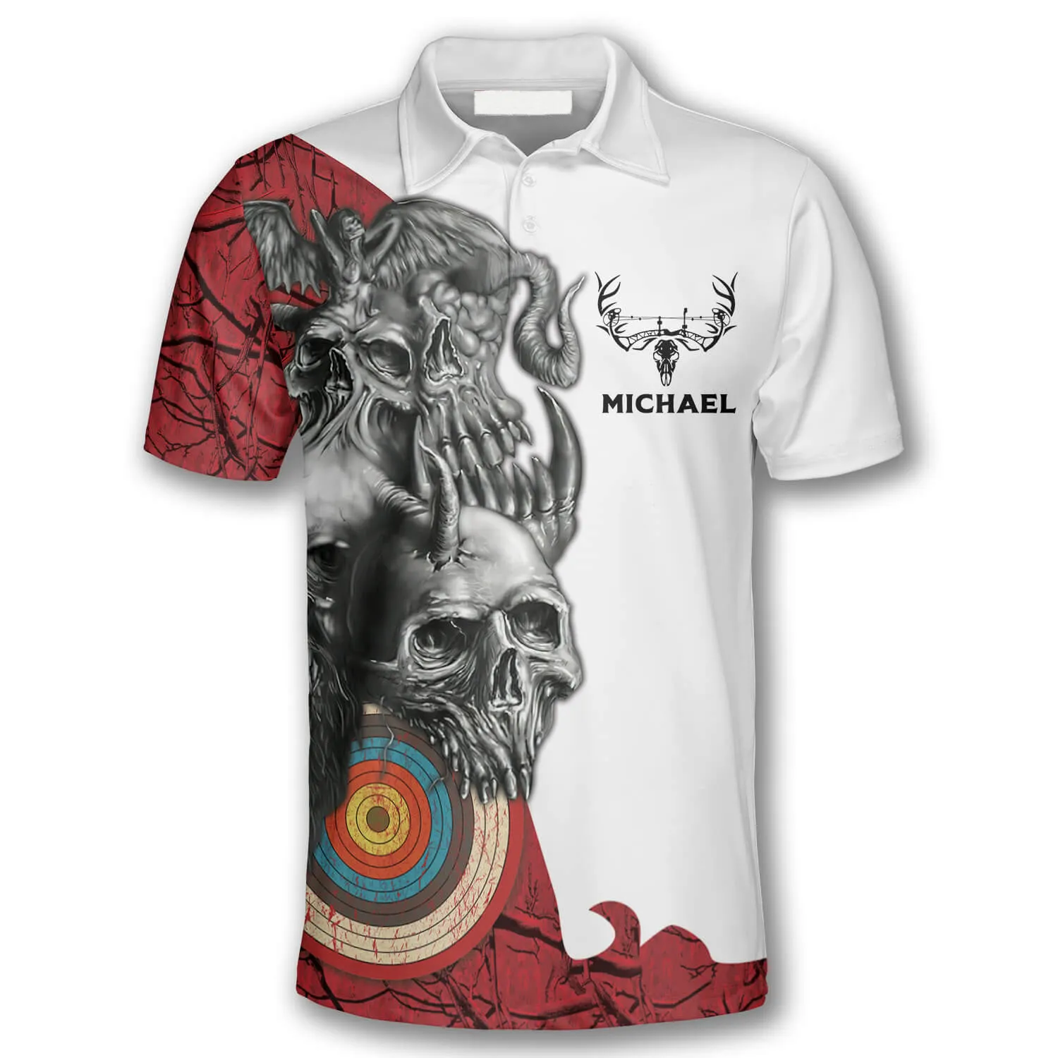 Retro Skull Archer Custom Archery Shirts For Men, Personalized Name Team Name Archery Shirt