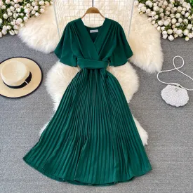 Simple v neck short dress A line fashion dress   S498