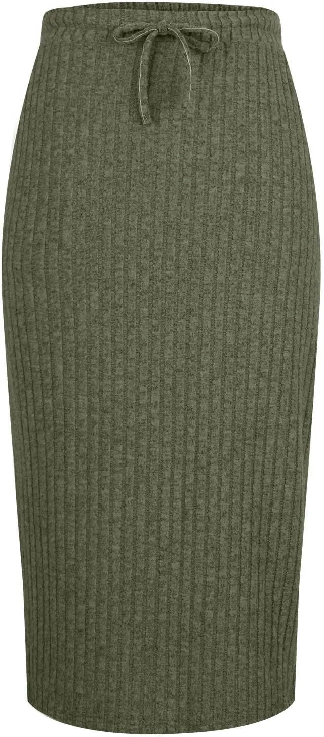 Stripe Maxi Skirts for Womens Ankle Length Bodycon Casual Long Skirt Fashion High Waisted Strap Knit Maxi Skirts