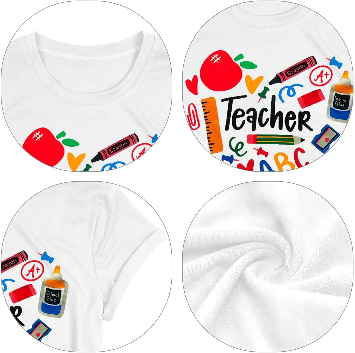 Teacher Shirts for Women Heart T-Shirt Women Teacher Appreciation Tee Teaching Support Tops