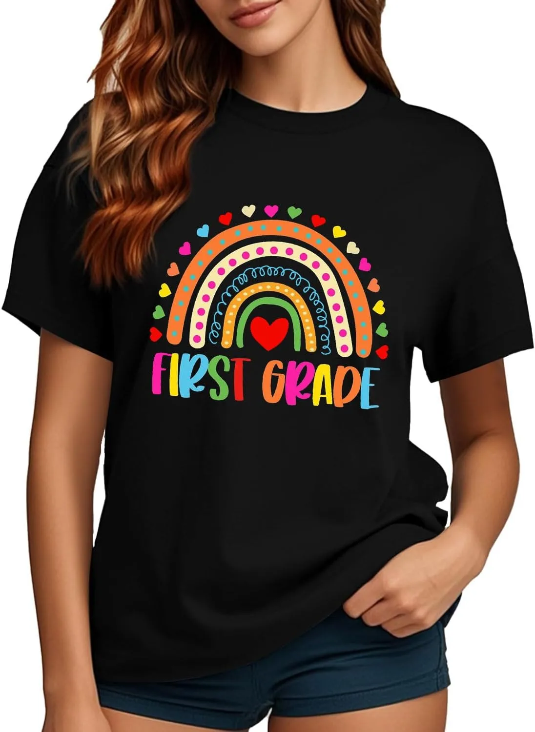 Teacher Shirts for Women Heart T-Shirt Women Teacher Appreciation Tee Teaching Support Tops