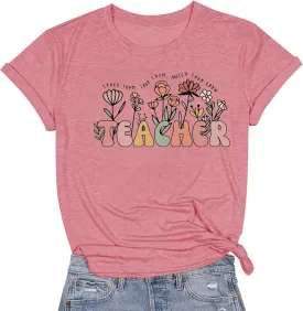Teacher Shirts for Women Teacher Appreciation Tshirts Flower Graphic Tees for Women