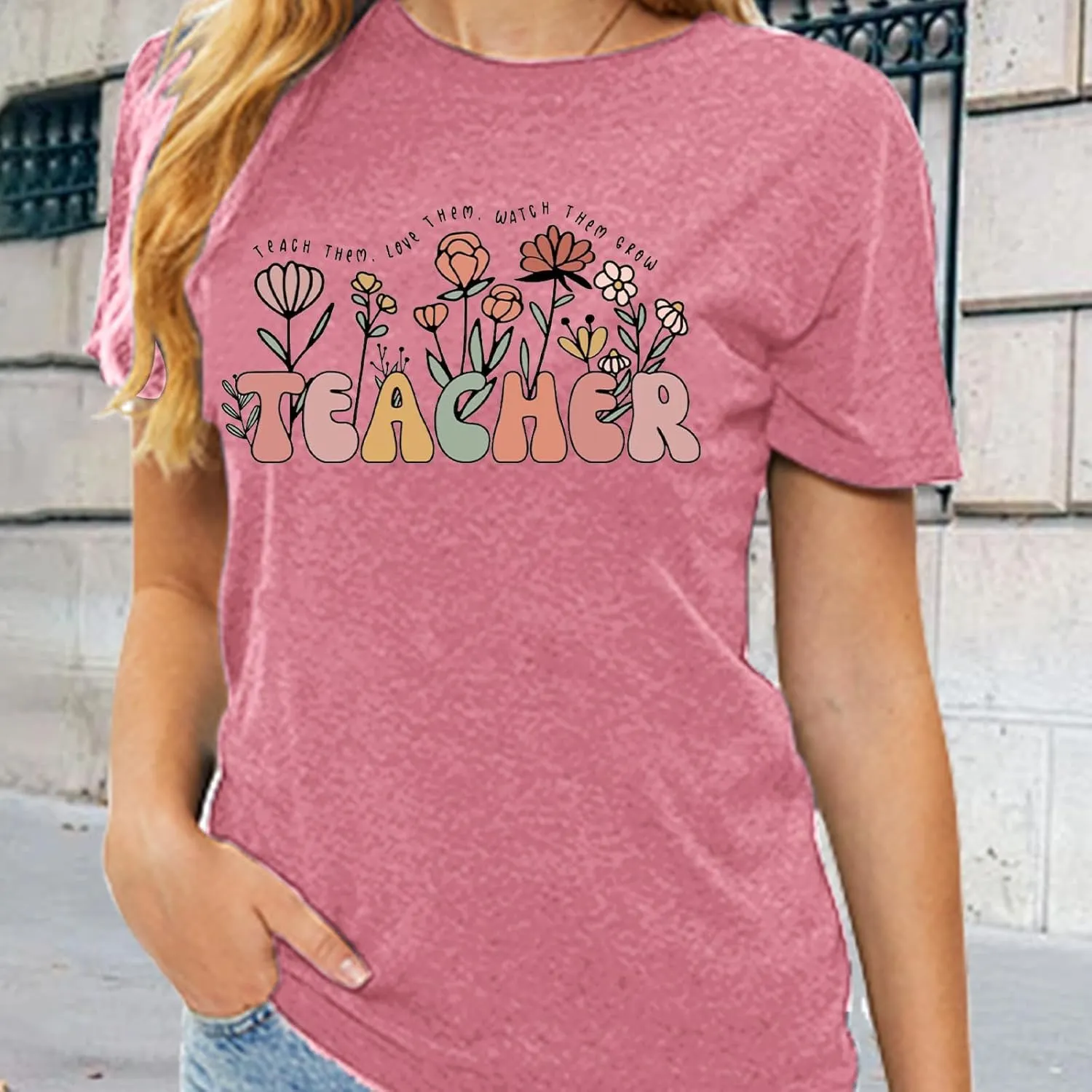 Teacher Shirts for Women Teacher Appreciation Tshirts Flower Graphic Tees for Women