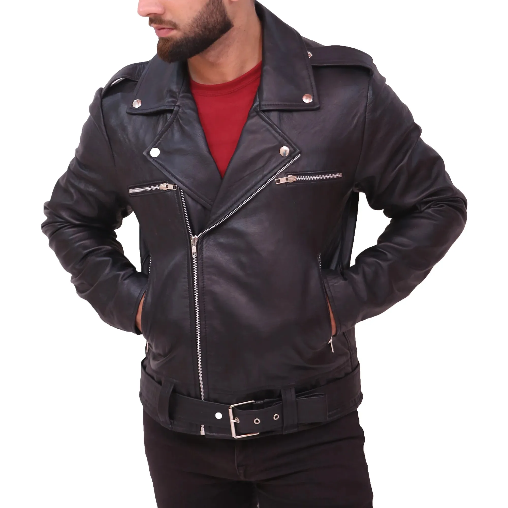The Walking Dead Negan Jeffrey Black Biker Leather Jacket