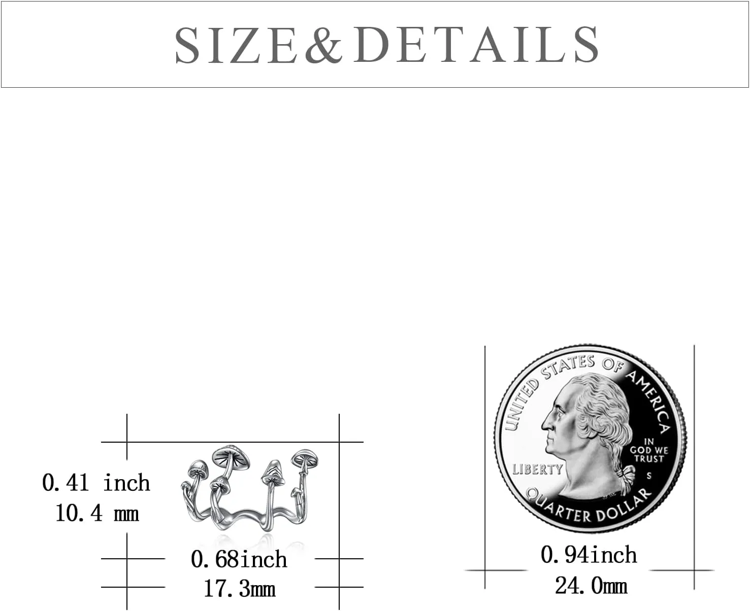 TIGER RIDER Mushroom/Rose Cross 925 Sterling Silver Earrings Stud Claw Earrings Cuff Cute Gothic Jewelry for Women Gift