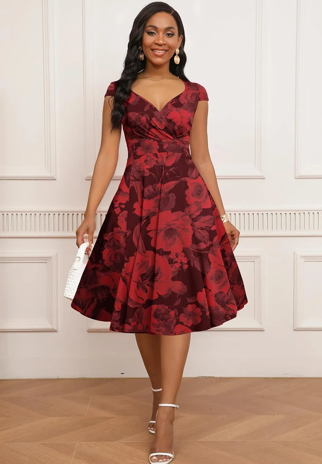Women Short 1950s Retro Vintage Cocktail Wedding Guest Party Dress for Women