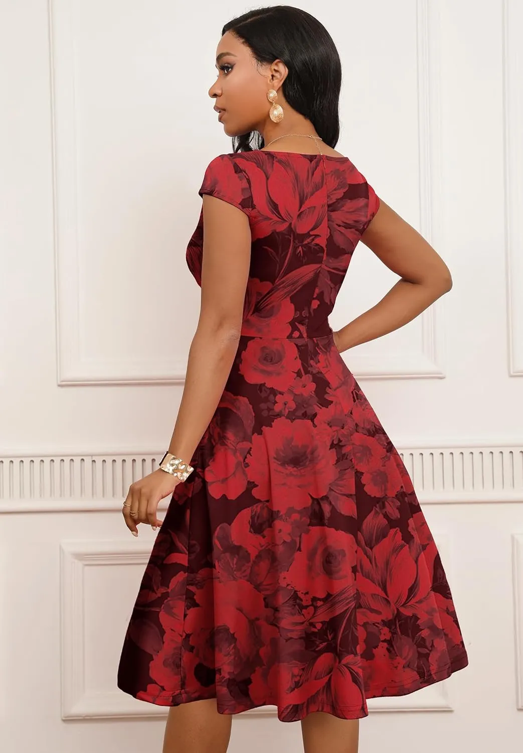 Women Short 1950s Retro Vintage Cocktail Wedding Guest Party Dress for Women