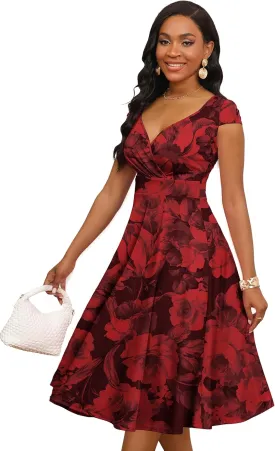 Women Short 1950s Retro Vintage Cocktail Wedding Guest Party Dress for Women
