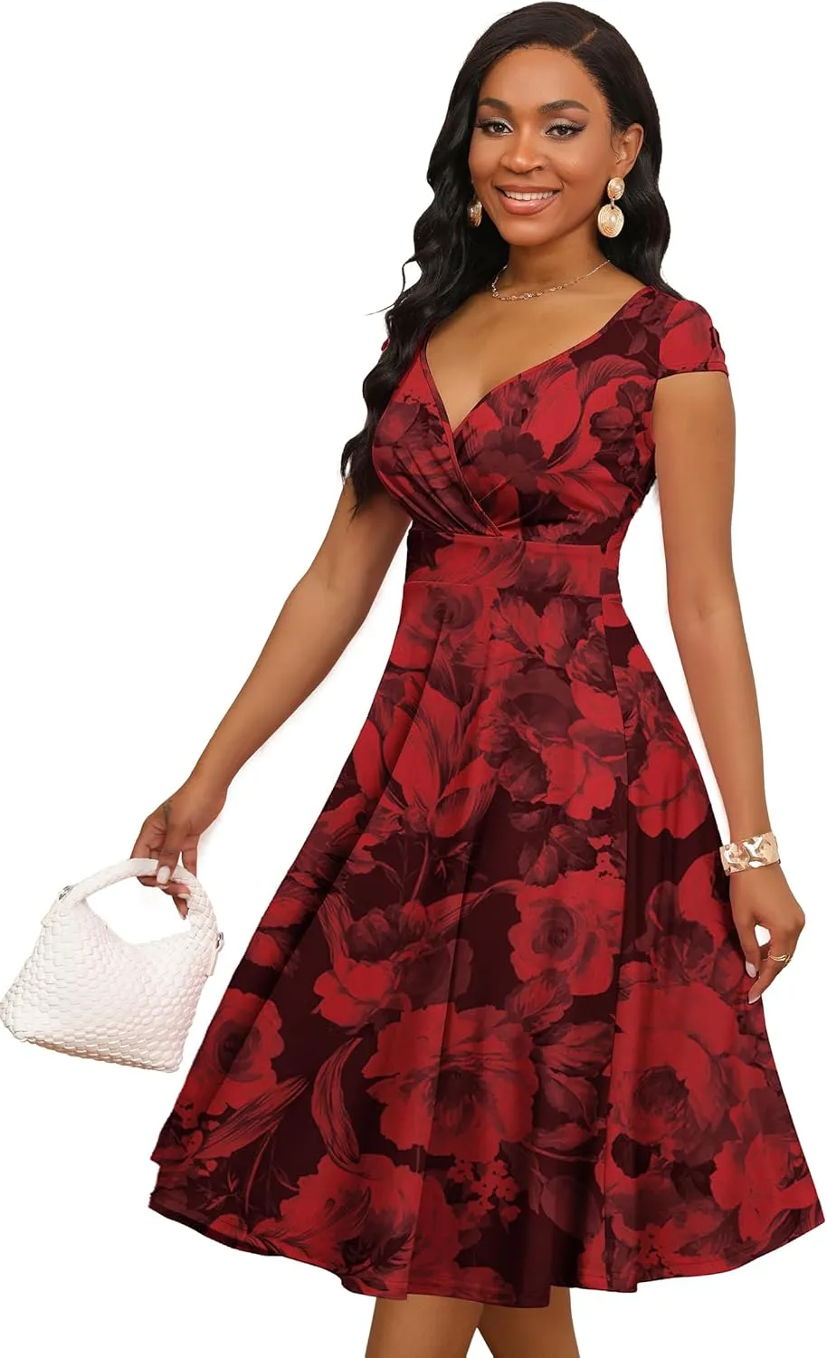 Women Short 1950s Retro Vintage Cocktail Wedding Guest Party Dress for Women