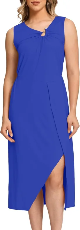 Women Sleeveless Midi Sundress Dress Summer |Cocktail Tank Waist Dresses for Women