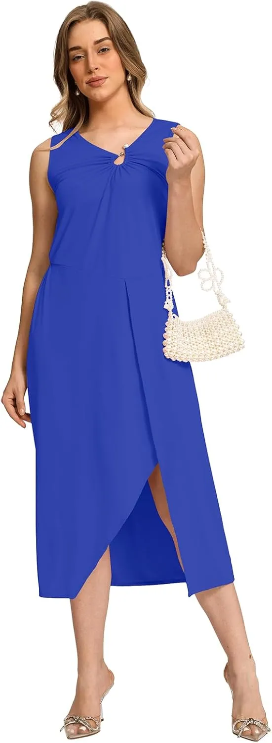 Women Sleeveless Midi Sundress Dress Summer |Cocktail Tank Waist Dresses for Women