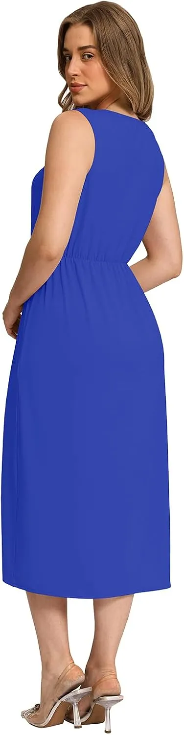 Women Sleeveless Midi Sundress Dress Summer |Cocktail Tank Waist Dresses for Women