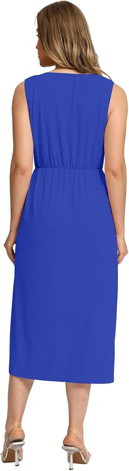 Women Sleeveless Midi Sundress Dress Summer |Cocktail Tank Waist Dresses for Women