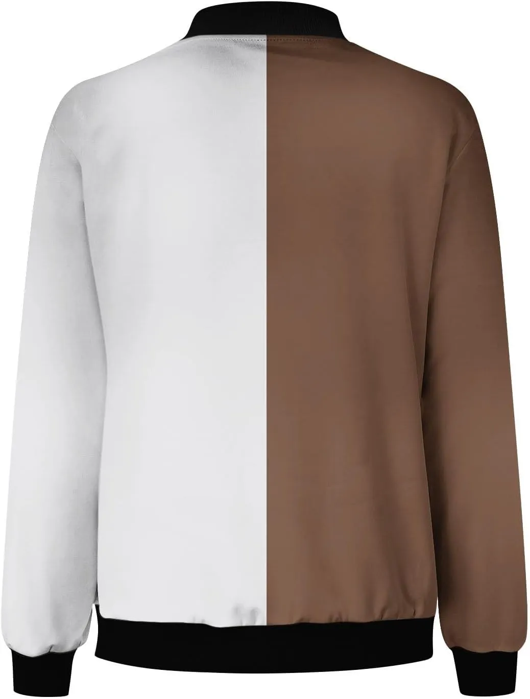 Women's Bomber Jacket Zip Up Long Sleeve Windbreaker Casual Color Block Lightweight Jackets Coats Outwear with Pockets