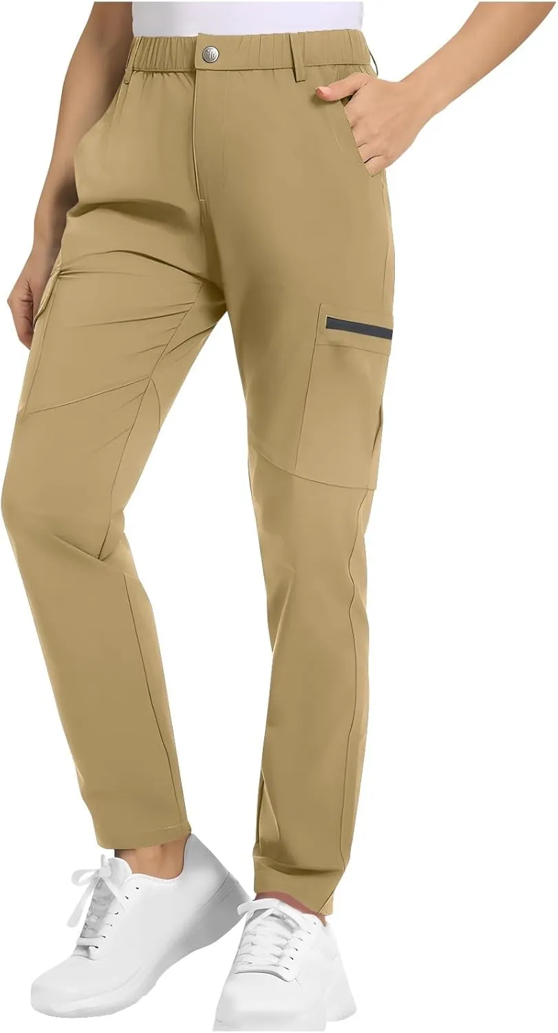 Womens Cargo Pants Casual Loose Fit Straight Leg High Waisted Travel Hiking Pants Summer Work Trousers with Pockets